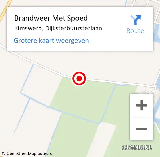 Locatie op kaart van de 112 melding: Brandweer Met Spoed Naar Kimswerd, Dijksterbuursterlaan op 22 september 2014 18:05