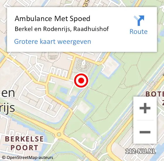 Locatie op kaart van de 112 melding: Ambulance Met Spoed Naar Berkel en Rodenrijs, Raadhuishof op 19 januari 2024 12:52