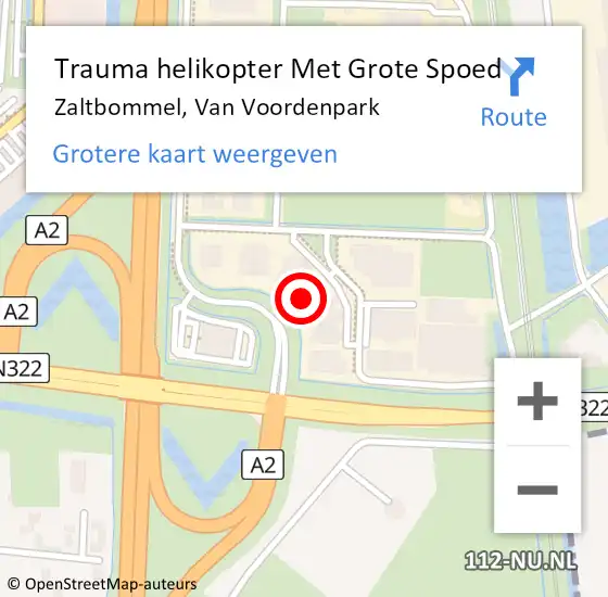 Locatie op kaart van de 112 melding: Trauma helikopter Met Grote Spoed Naar Zaltbommel, Van Voordenpark op 19 januari 2024 13:14