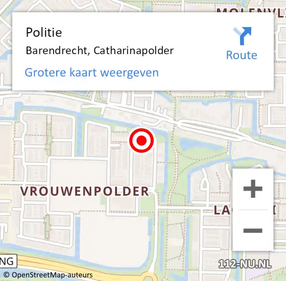 Locatie op kaart van de 112 melding: Politie Barendrecht, Catharinapolder op 19 januari 2024 13:16