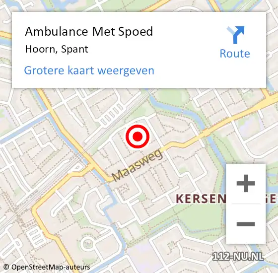 Locatie op kaart van de 112 melding: Ambulance Met Spoed Naar Hoorn, Spant op 19 januari 2024 13:26