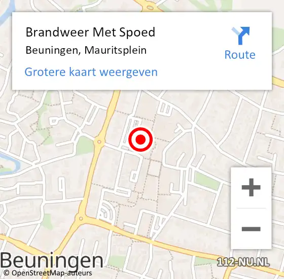 Locatie op kaart van de 112 melding: Brandweer Met Spoed Naar Beuningen, Mauritsplein op 19 januari 2024 13:52