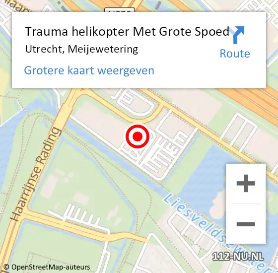 Locatie op kaart van de 112 melding: Trauma helikopter Met Grote Spoed Naar Utrecht, Meijewetering op 19 januari 2024 13:56