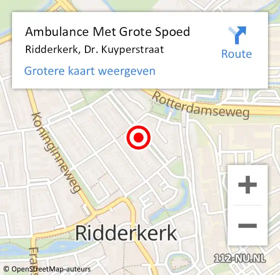 Locatie op kaart van de 112 melding: Ambulance Met Grote Spoed Naar Ridderkerk, Dr. Kuyperstraat op 19 januari 2024 14:00