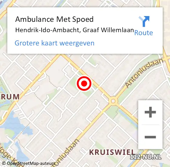Locatie op kaart van de 112 melding: Ambulance Met Spoed Naar Hendrik-Ido-Ambacht, Graaf Willemlaan op 19 januari 2024 14:01