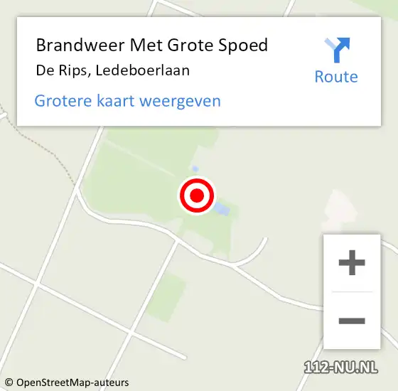 Locatie op kaart van de 112 melding: Brandweer Met Grote Spoed Naar De Rips, Ledeboerlaan op 19 januari 2024 14:10