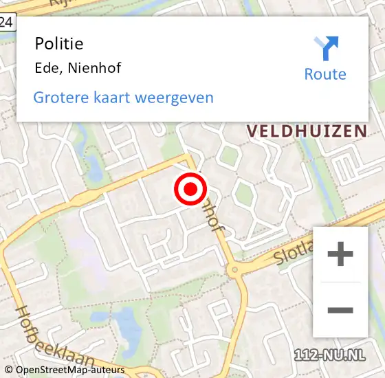 Locatie op kaart van de 112 melding: Politie Ede, Nienhof op 19 januari 2024 14:17