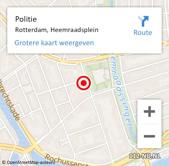 Locatie op kaart van de 112 melding: Politie Rotterdam, Heemraadsplein op 19 januari 2024 14:27