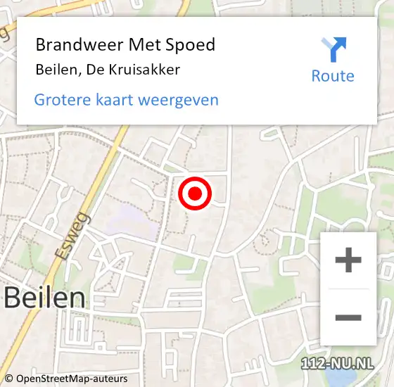 Locatie op kaart van de 112 melding: Brandweer Met Spoed Naar Beilen, De Kruisakker op 19 januari 2024 14:41