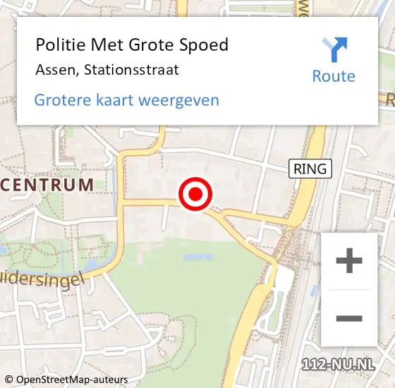 Locatie op kaart van de 112 melding: Politie Met Grote Spoed Naar Assen, Stationsstraat op 19 januari 2024 14:48