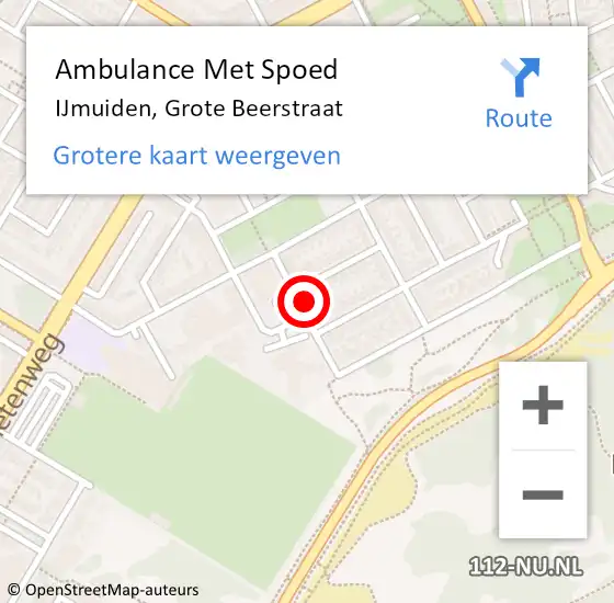 Locatie op kaart van de 112 melding: Ambulance Met Spoed Naar IJmuiden, Grote Beerstraat op 19 januari 2024 14:50