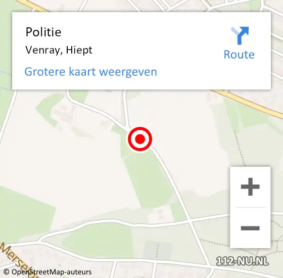 Locatie op kaart van de 112 melding: Politie Venray, Hiept op 19 januari 2024 14:50