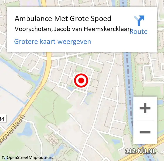 Locatie op kaart van de 112 melding: Ambulance Met Grote Spoed Naar Voorschoten, Jacob van Heemskercklaan op 19 januari 2024 14:51