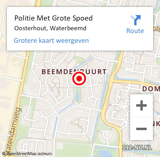 Locatie op kaart van de 112 melding: Politie Met Grote Spoed Naar Oosterhout, Waterbeemd op 19 januari 2024 14:51