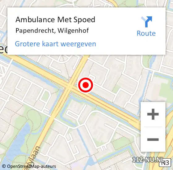 Locatie op kaart van de 112 melding: Ambulance Met Spoed Naar Papendrecht, Wilgenhof op 19 januari 2024 15:07