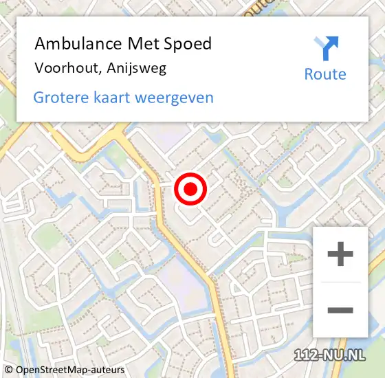 Locatie op kaart van de 112 melding: Ambulance Met Spoed Naar Voorhout, Anijsweg op 19 januari 2024 15:11