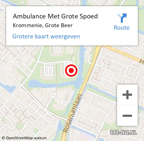 Locatie op kaart van de 112 melding: Ambulance Met Grote Spoed Naar Krommenie, Grote Beer op 19 januari 2024 15:11