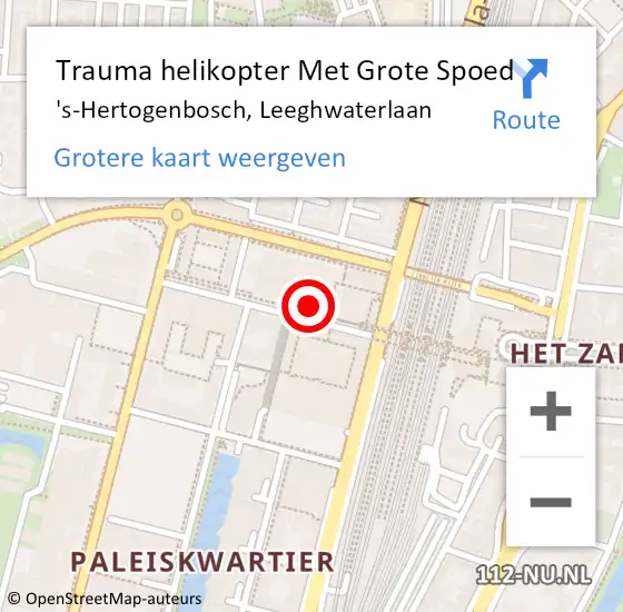 Locatie op kaart van de 112 melding: Trauma helikopter Met Grote Spoed Naar 's-Hertogenbosch, Leeghwaterlaan op 19 januari 2024 15:34