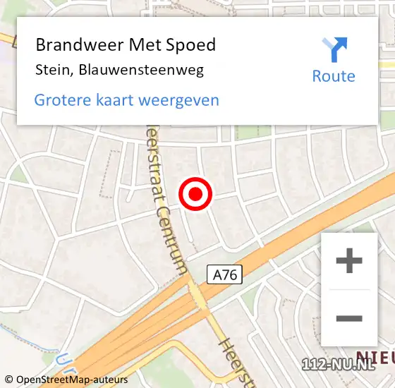 Locatie op kaart van de 112 melding: Brandweer Met Spoed Naar Stein, Blauwensteenweg op 19 januari 2024 15:37