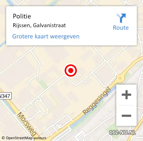 Locatie op kaart van de 112 melding: Politie Rijssen, Galvanistraat op 19 januari 2024 15:38