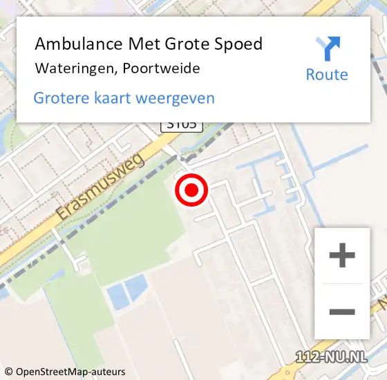 Locatie op kaart van de 112 melding: Ambulance Met Grote Spoed Naar Wateringen, Poortweide op 19 januari 2024 15:40