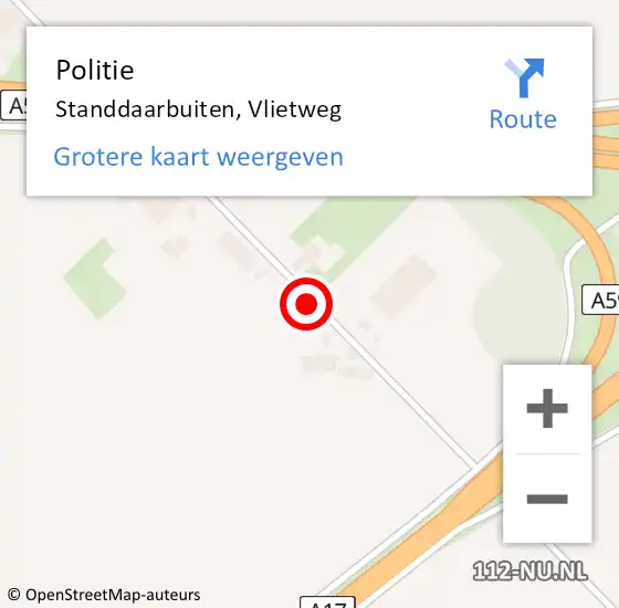 Locatie op kaart van de 112 melding: Politie Standdaarbuiten, Vlietweg op 19 januari 2024 15:52