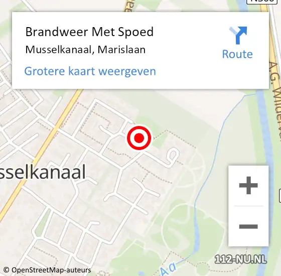 Locatie op kaart van de 112 melding: Brandweer Met Spoed Naar Musselkanaal, Marislaan op 19 januari 2024 16:03