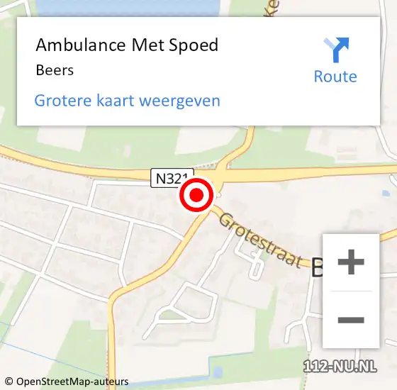 Locatie op kaart van de 112 melding: Ambulance Met Spoed Naar Beers op 19 januari 2024 16:04