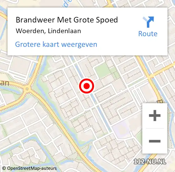 Locatie op kaart van de 112 melding: Brandweer Met Grote Spoed Naar Woerden, Lindenlaan op 22 september 2014 18:19