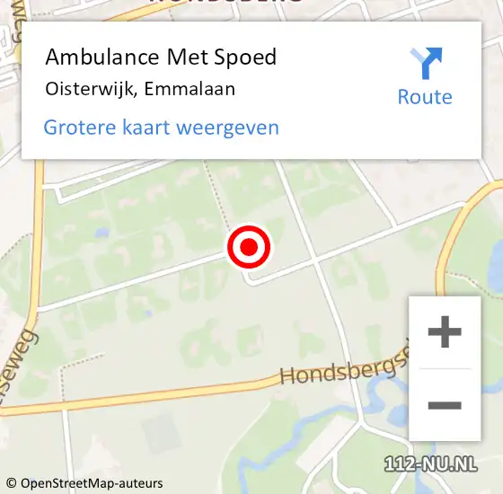 Locatie op kaart van de 112 melding: Ambulance Met Spoed Naar Oisterwijk, Emmalaan op 15 oktober 2013 11:49