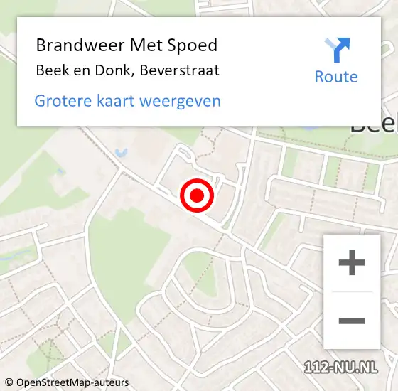 Locatie op kaart van de 112 melding: Brandweer Met Spoed Naar Beek en Donk, Beverstraat op 19 januari 2024 16:16