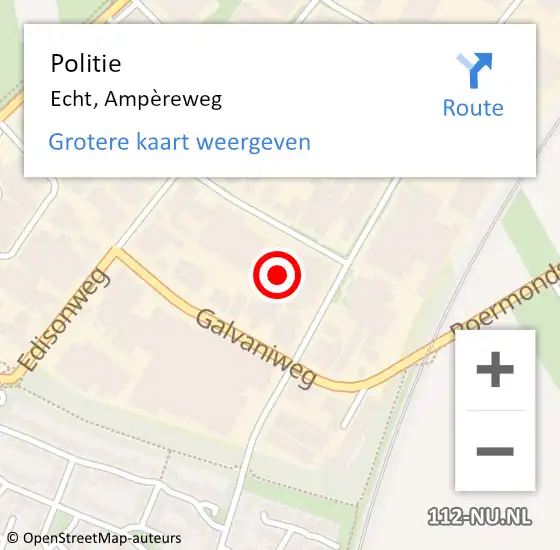 Locatie op kaart van de 112 melding: Politie Echt, Ampèreweg op 19 januari 2024 16:16