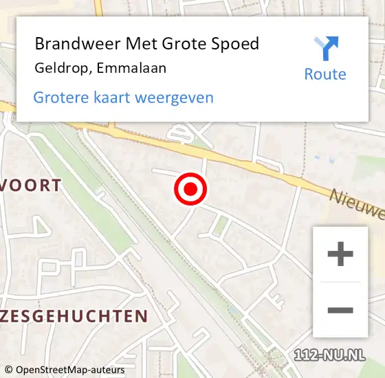 Locatie op kaart van de 112 melding: Brandweer Met Grote Spoed Naar Geldrop, Emmalaan op 19 januari 2024 16:20