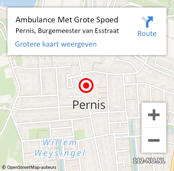 Locatie op kaart van de 112 melding: Ambulance Met Grote Spoed Naar Pernis, Burgemeester van Esstraat op 19 januari 2024 16:25