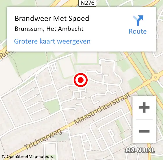 Locatie op kaart van de 112 melding: Brandweer Met Spoed Naar Brunssum, Het Ambacht op 19 januari 2024 16:36