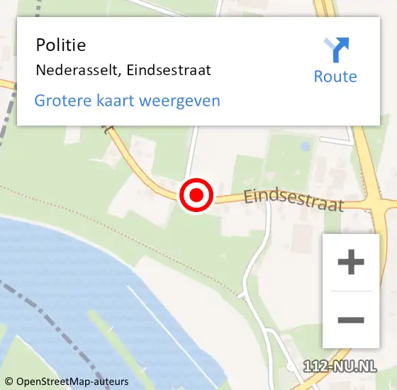 Locatie op kaart van de 112 melding: Politie Nederasselt, Eindsestraat op 19 januari 2024 16:45
