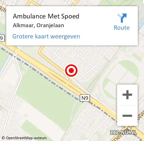 Locatie op kaart van de 112 melding: Ambulance Met Spoed Naar Alkmaar, Oranjelaan op 19 januari 2024 16:55