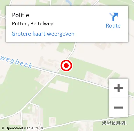 Locatie op kaart van de 112 melding: Politie Putten, Beitelweg op 19 januari 2024 17:23