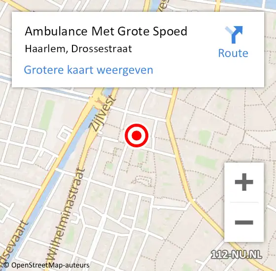 Locatie op kaart van de 112 melding: Ambulance Met Grote Spoed Naar Haarlem, Drossestraat op 19 januari 2024 17:27