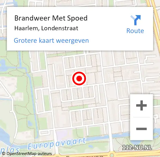 Locatie op kaart van de 112 melding: Brandweer Met Spoed Naar Haarlem, Londenstraat op 19 januari 2024 17:41