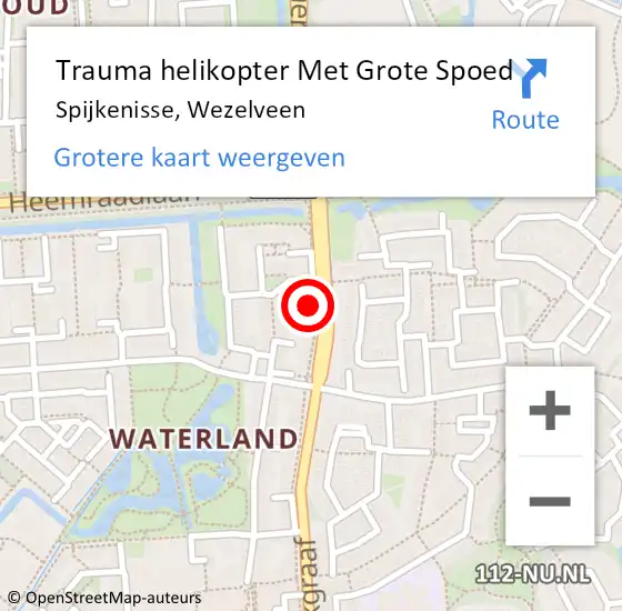 Locatie op kaart van de 112 melding: Trauma helikopter Met Grote Spoed Naar Spijkenisse, Wezelveen op 19 januari 2024 17:55