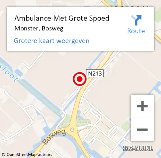 Locatie op kaart van de 112 melding: Ambulance Met Grote Spoed Naar Monster, Bosweg op 19 januari 2024 18:08