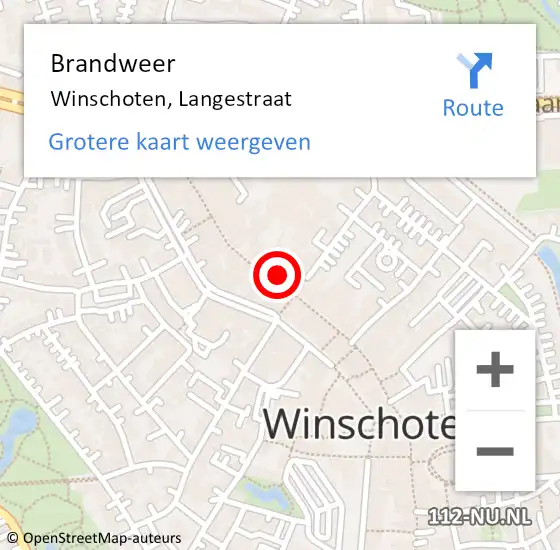 Locatie op kaart van de 112 melding: Brandweer Winschoten, Langestraat op 19 januari 2024 18:24