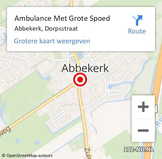 Locatie op kaart van de 112 melding: Ambulance Met Grote Spoed Naar Abbekerk, Dorpsstraat op 22 september 2014 18:28