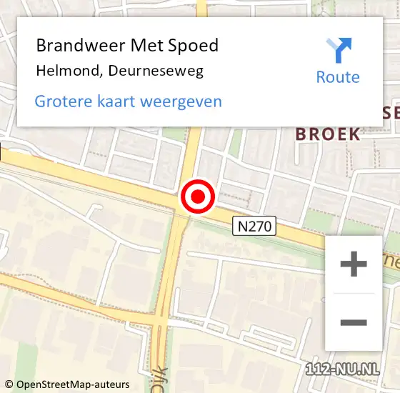 Locatie op kaart van de 112 melding: Brandweer Met Spoed Naar Helmond, Deurneseweg op 19 januari 2024 18:24
