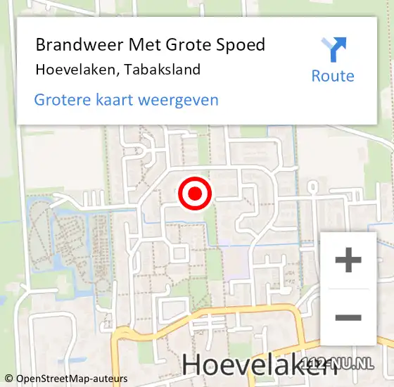 Locatie op kaart van de 112 melding: Brandweer Met Grote Spoed Naar Hoevelaken, Tabaksland op 19 januari 2024 18:42