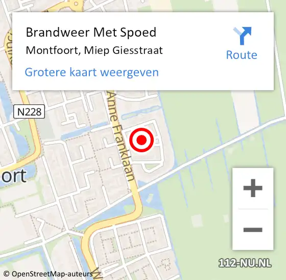 Locatie op kaart van de 112 melding: Brandweer Met Spoed Naar Montfoort, Miep Giesstraat op 19 januari 2024 18:49