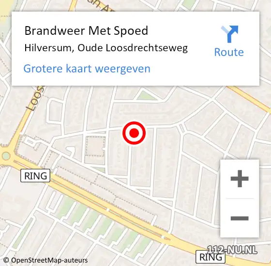 Locatie op kaart van de 112 melding: Brandweer Met Spoed Naar Hilversum, Oude Loosdrechtseweg op 19 januari 2024 18:55