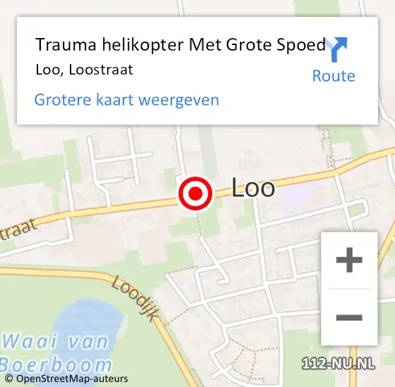 Locatie op kaart van de 112 melding: Trauma helikopter Met Grote Spoed Naar Loo, Loostraat op 19 januari 2024 19:05