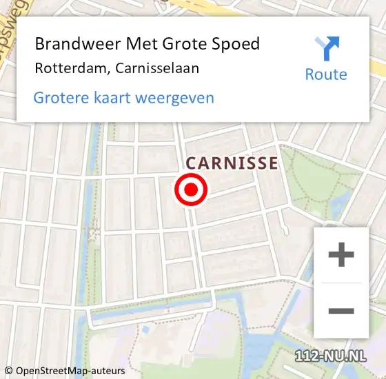 Locatie op kaart van de 112 melding: Brandweer Met Grote Spoed Naar Rotterdam, Carnisselaan op 19 januari 2024 19:06